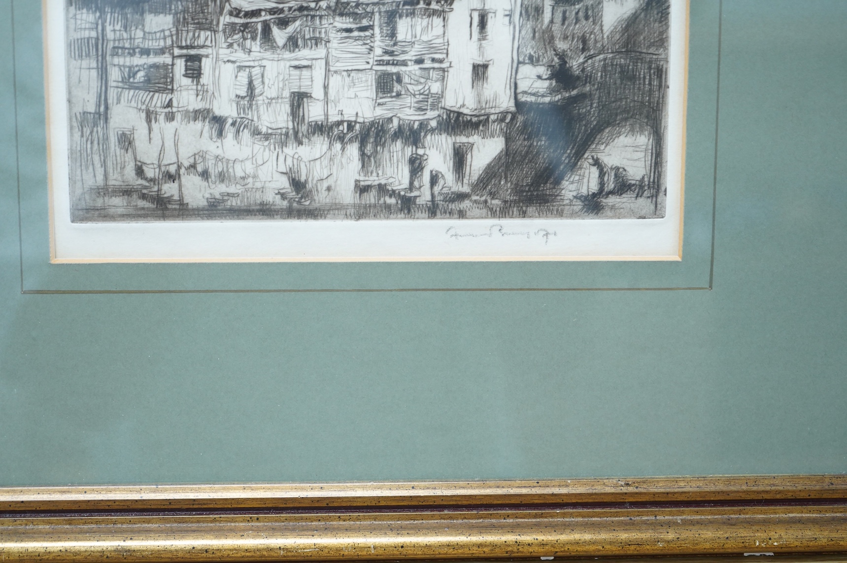 Sir Frank Brangwyn RA RWS RBA (1867-1956), ‘Old House, Espalion’, signed, etching, 17 x 21cm